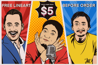 draw a cartoon portrait for your podcast cover art