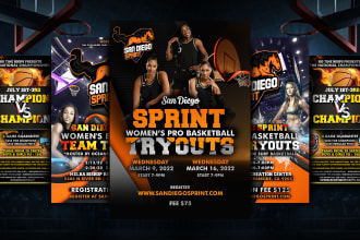 create amazing basketball sports poster and basketball flyer