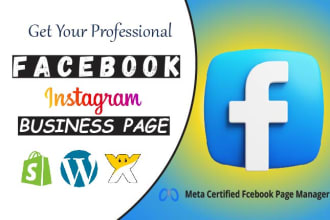 create professional facebook business page , instagram business page