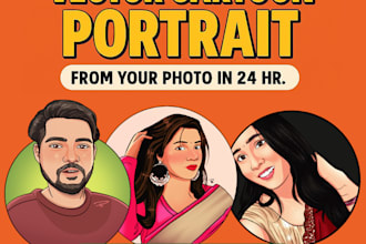vector cartoon portraits from your photo in 24 hours