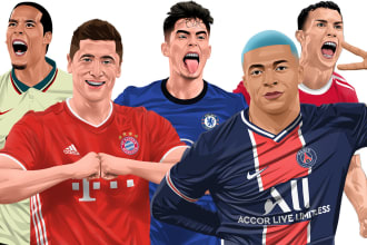 draw fantastic football player portrait illustration