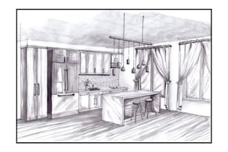 do sketches and perspectives of the buildings