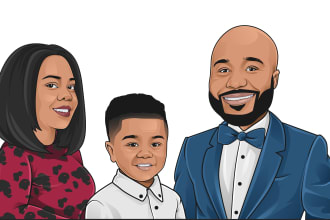 draw nice style couple family caricature