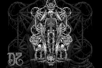 do brutal dark art illustration for band tshirt merchandise