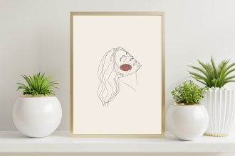 draw abstract continuous line art portrait