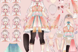draw anime character model art for live2d and vtuber