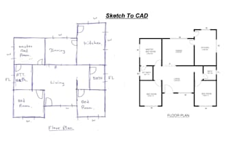 draw 2d autocad drawing from your  sketch or pdf