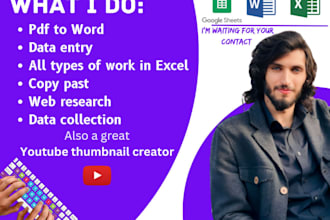 world and pdf data entry, copy paste, converting, typing work