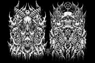 draw death metal artwork for band merchandise or album cover