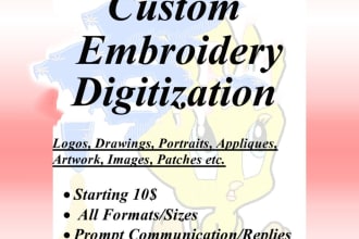 do embroidery digitizing for your image and logo for machine