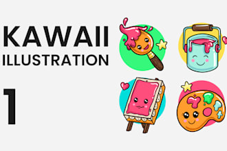 make draw kawaii sticker illustrations for you