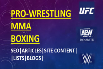 do SEO article writing for pro wrestling, MMA, and boxing