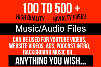 give you 100 plus royalty free music audio beats