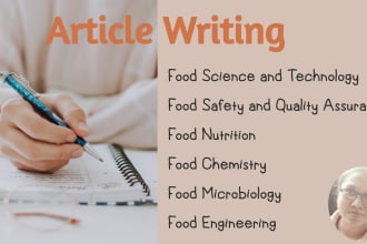 write food science,technology and safety related articles