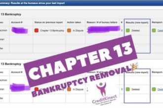 send you the bankruptcy removal method and dispute letters
