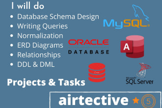 design relational schema, queries, erd, ddl in mysql, oracle