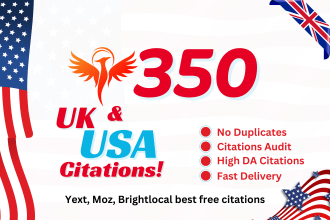 create top 350 USA local citations and UK local citations seo