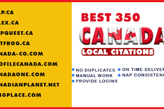 top 350 canada local citations and directory submission for canadian business