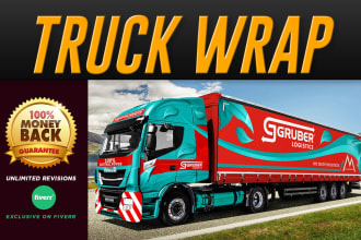 design premium quality truck, food truck wrap, trailer wraps