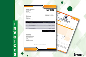 design professional invoice, receipt book design, proforma