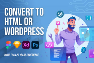 convert psd, xd, figma or sketch to HTML or wordpress