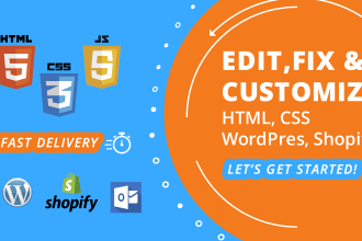 edit or fix html css, customize website, wordpress, shopify