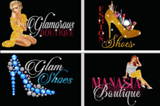 design sparkle boutique and glitter diamond shoes logo