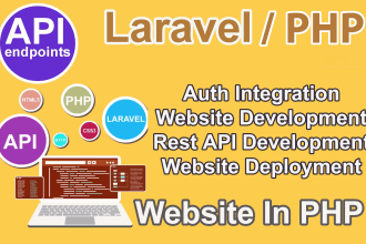 develop PHP and laravel websites, along with rest apis integration