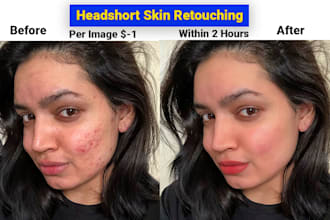 do skin retouching, headshot retouch, image editing in 4 hrs