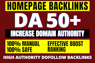 increase da 50 plus by SEO high authority backlinks