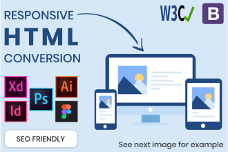 convert psd to html, xd to html, sketch to html responsive