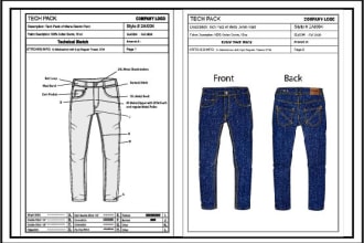 create fashion tech pack of clothing design