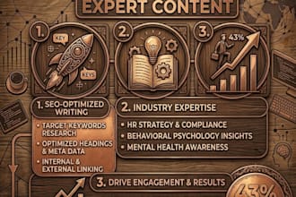 write SEO rich expert blog posts on HR, psychology mental health and more