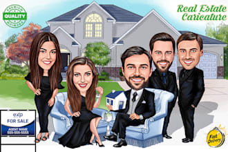 do real estate caricature, realtor business cartoon for you