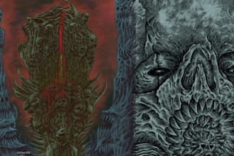 draw illustration dark art, horror, metal, cover album