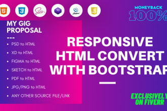 create html bootstrap scss tailwindcss responsive website with html5 css3