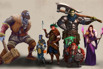 draw dnd, fan art character design, and concept art