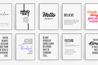 design printable typography poster, motivational wall art