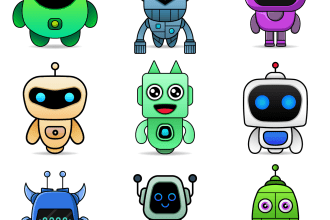 create a cute vector illustration robot design