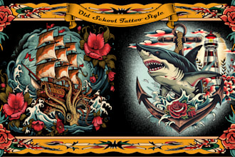 create traditional or old school tattoo for t shirt design