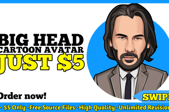 draw your big head cartoon headshot avatar in 24 hour