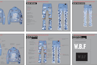 design unique trendy denim jeans, denim jacket, denim shorts