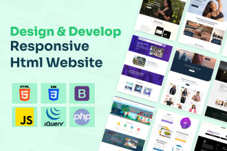 develop static html css bootstrap responsive website