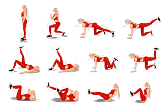 draw exercise, workout, yoga, medical illustration in sketch or flat style