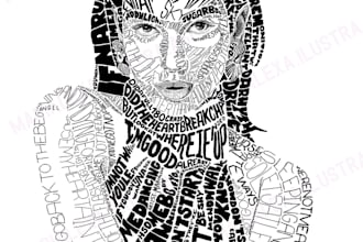draw a super wow typo portrait with your favorite lyrics