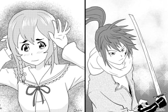 draw lineart illustration in manga anime comic character