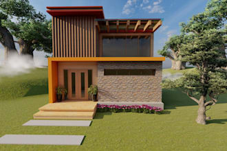 design facade realistic rendering house design draw front house