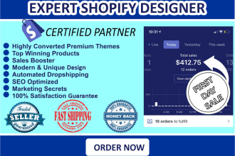 create a professional shopify dropshipping store or website