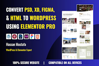 convert PSD to wordpress using elementor pro