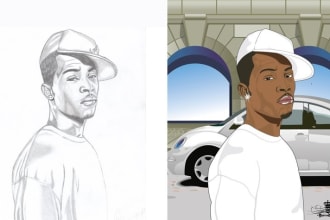 digitalize and vectorize hand drawing  sketch to digital art